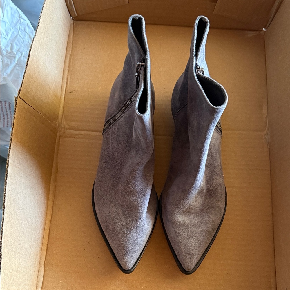 SCHUTZ Suede Gray Ankle Booties